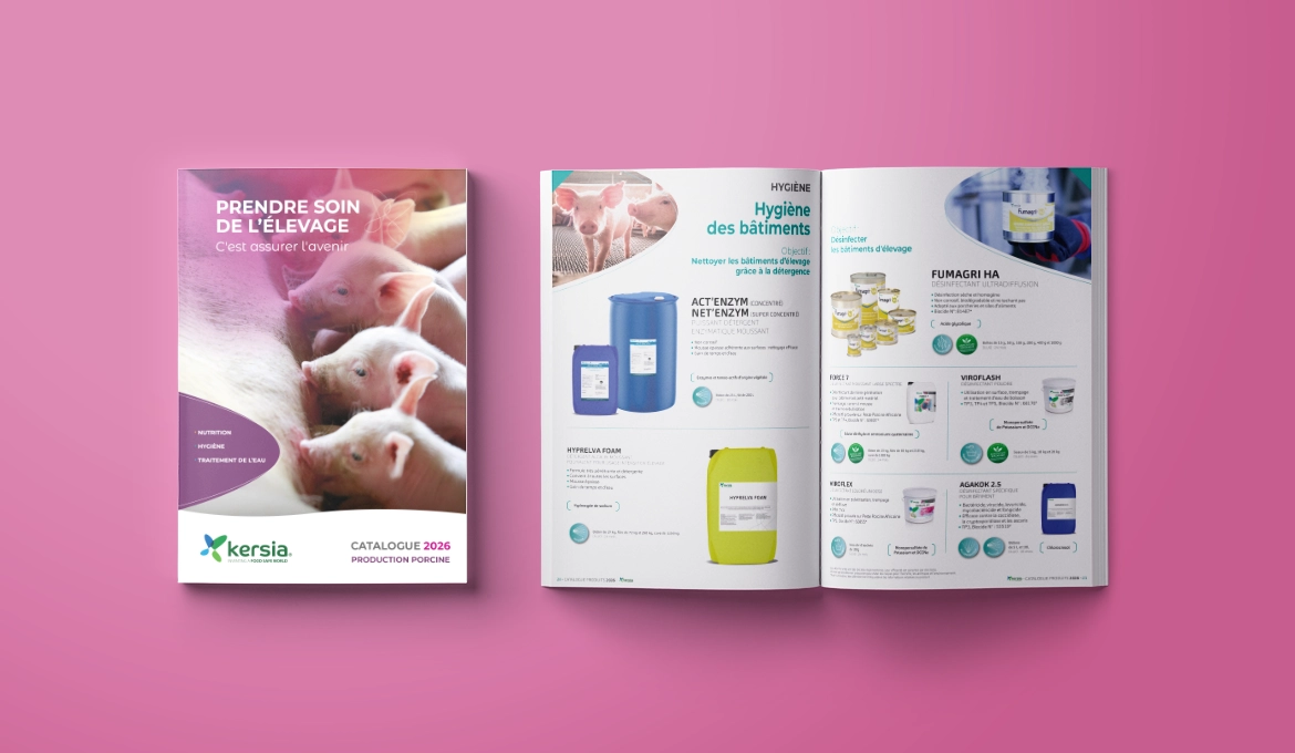 Kersia - Couverture et intérieur du catalogue porc